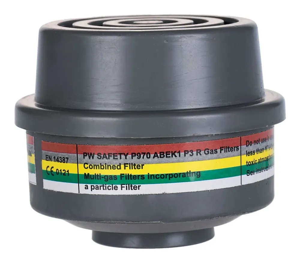Portwest P970 ABEK1P3 Combinatie Filter met speciale draadbevestiging Grijs voorkant