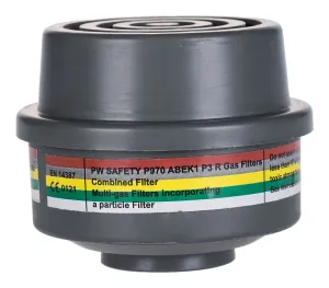Portwest P970 ABEK1P3 Combinatie Filter met speciale draadbevestiging Grijs voorkant