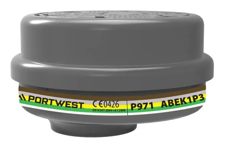Portwest P971 ABEK1P3 Combinatiefilter met Bayonetbevestiging (pk4) Bruin voorkant