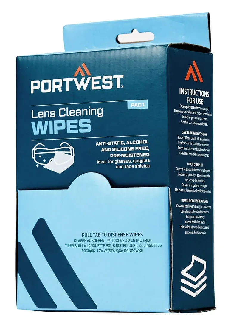Portwest PA01 Brillen Schoonmaakdoekjes Wit voorkant