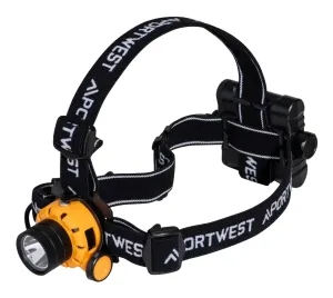 PA64 Portwest Ultra Power Hoofdlamp Geel/zwart voorkant