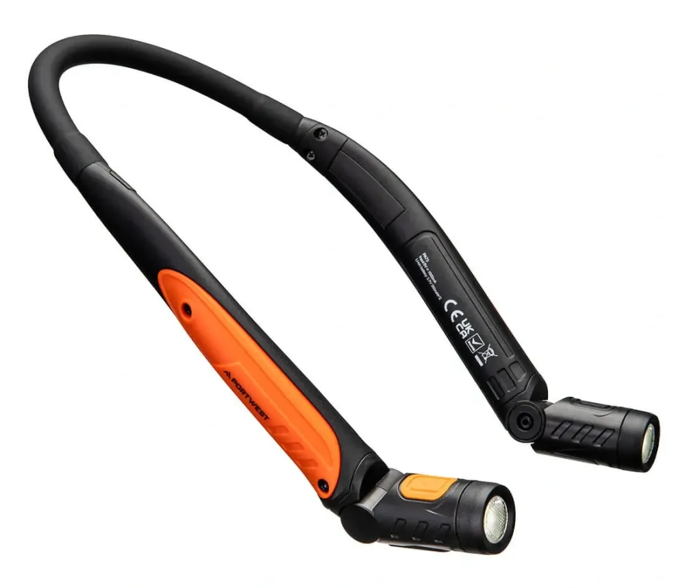 Portwest PA73 USB oplaadbare LED neklamp Zwart/Oranje voorkant