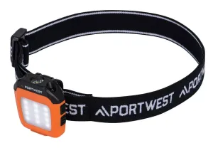 Portwest PA74 USB-oplaadbare multifunctionele LED-petlamp Oranje/zwart voorkant