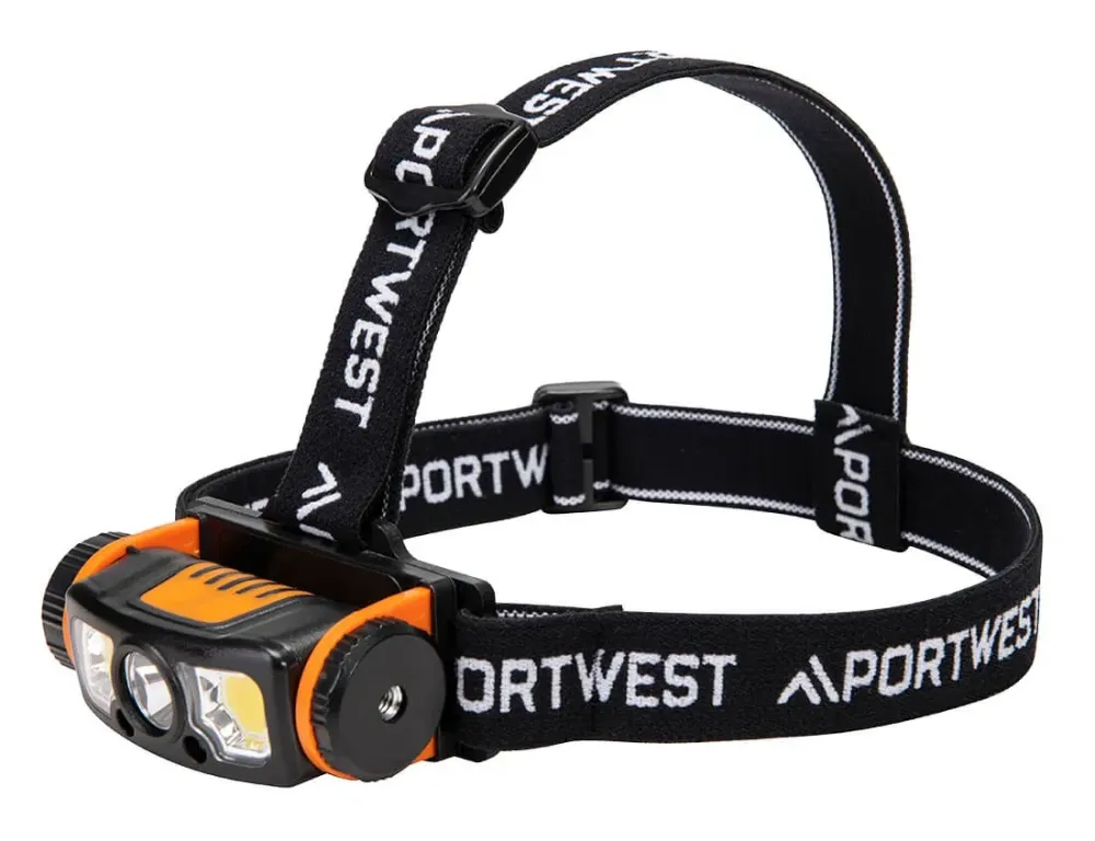 Portwest PA76 LED bewegingssensor USB-hoofdlamp Zwart/Oranje voorkant