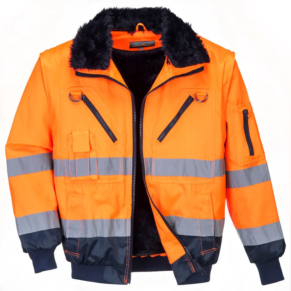 Portwest PJ50 Hi-Vis 3-in-1 Pilotjack Oranje/marine voorkant