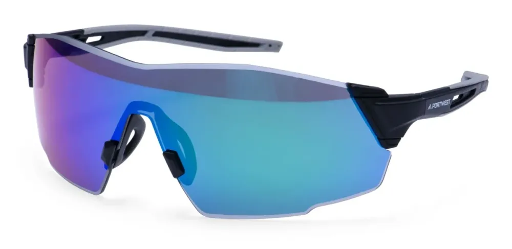 Portwest PT01 Veiligheidsbril met zijschermen Blauw Gespiegeld voorkant