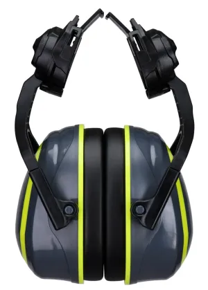 Portwest PW04 HV Extreme oorbeschermers Laag Clip-On Metaalvrij Grijs/ Geel voorkant