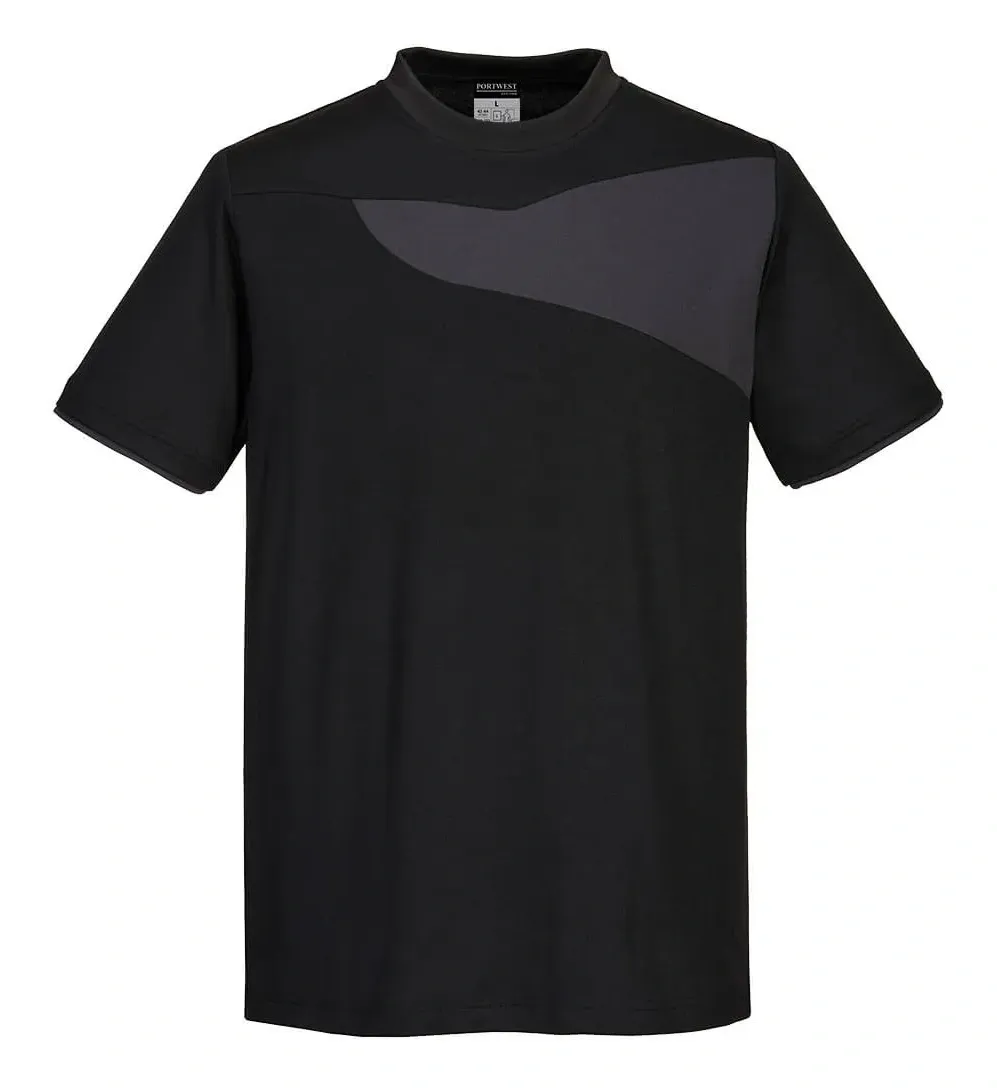 Portwest PW211 PW3 Hi-Vis T-shirt K/M Zwart/grijs voorkant