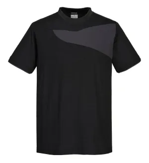 Portwest PW211 PW3 Hi-Vis T-shirt K/M Zwart/grijs voorkant