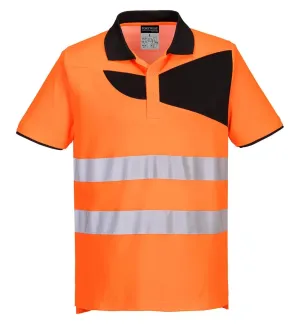 Portwest PW212 PW2 Hi-Vis polo K/M Oranje/zwart voorkant