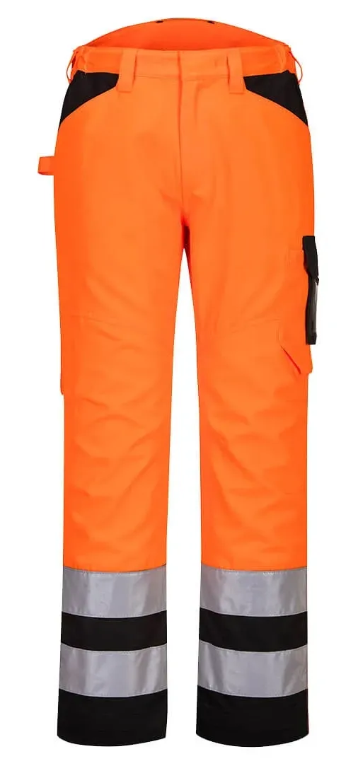 Portwest PW241 PW2 Hi-Vis Service Broek Oranje/zwart voorkant