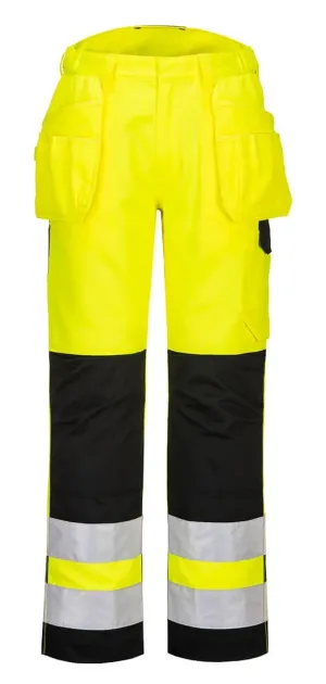 Portwest PW242 PW2 Hi-Vis Broek met Holsterzakken Geel/zwart voorkant