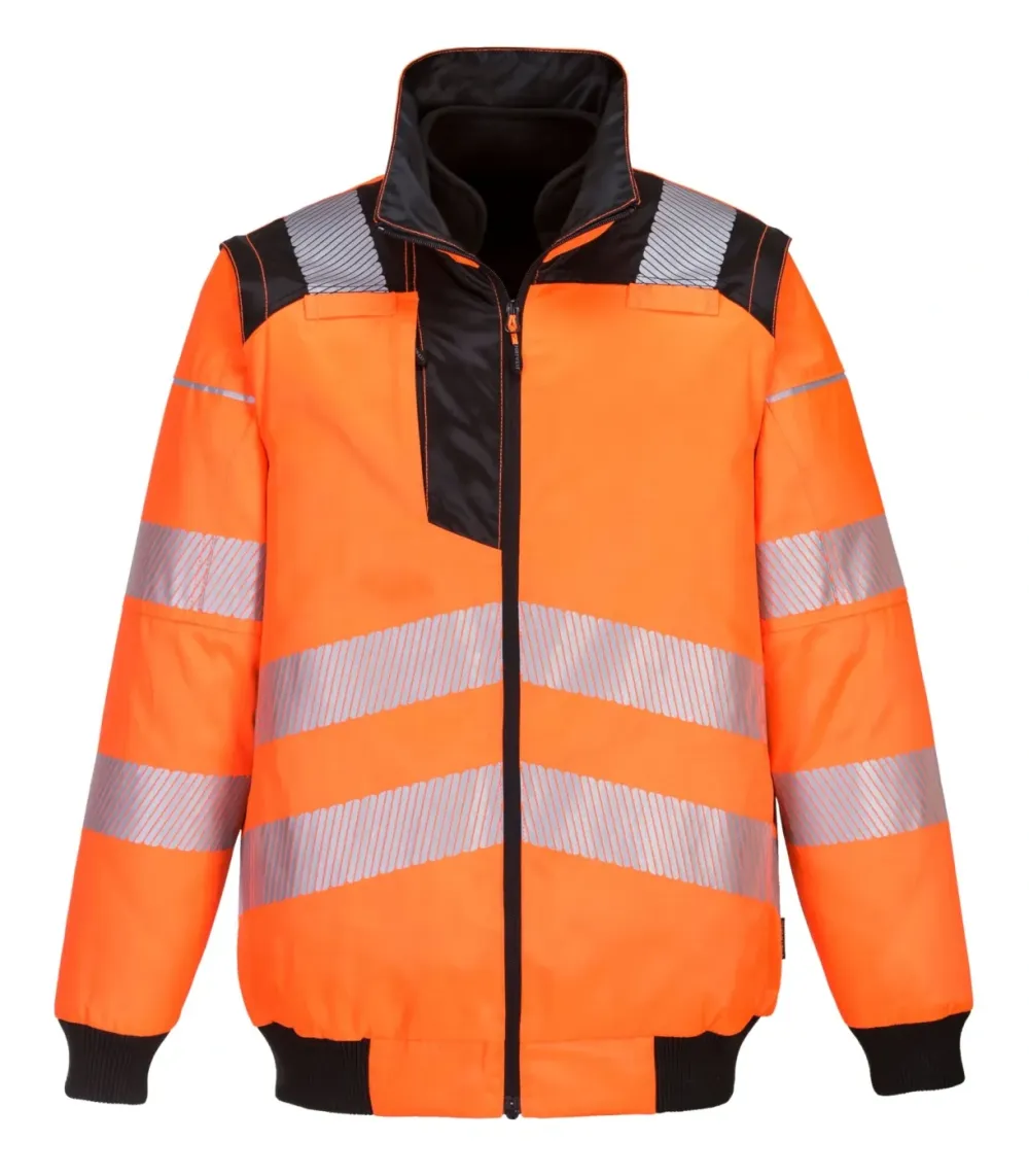 Portwest PW302 PW3 Hi-Vis 3-in-1 Pilotjack Oranje/zwart voorkant