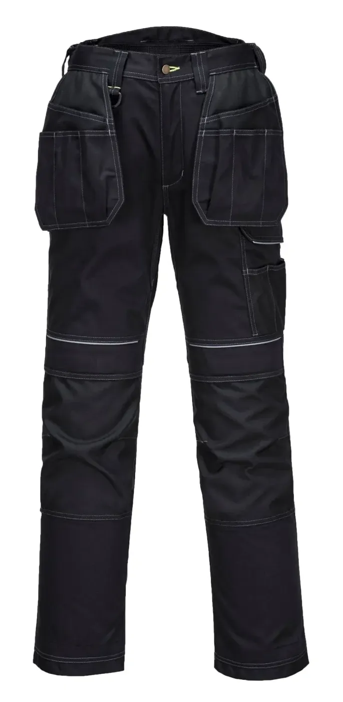 Portwest PW305 PW3 Stretch Broek met Holsterzakken Zwart voorkant