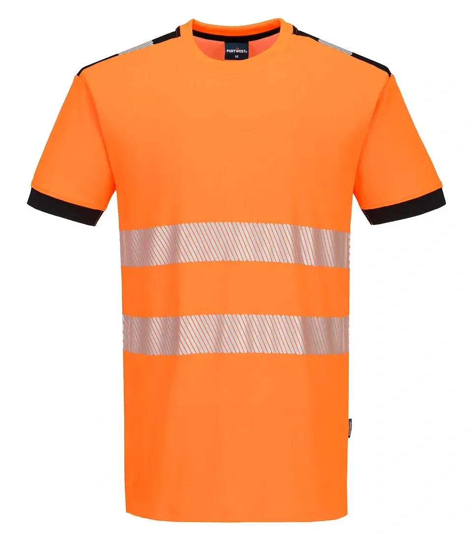 Portwest PW318 PW3 Hi-Vis T-Shirt S/S Oranje/zwart voorkant