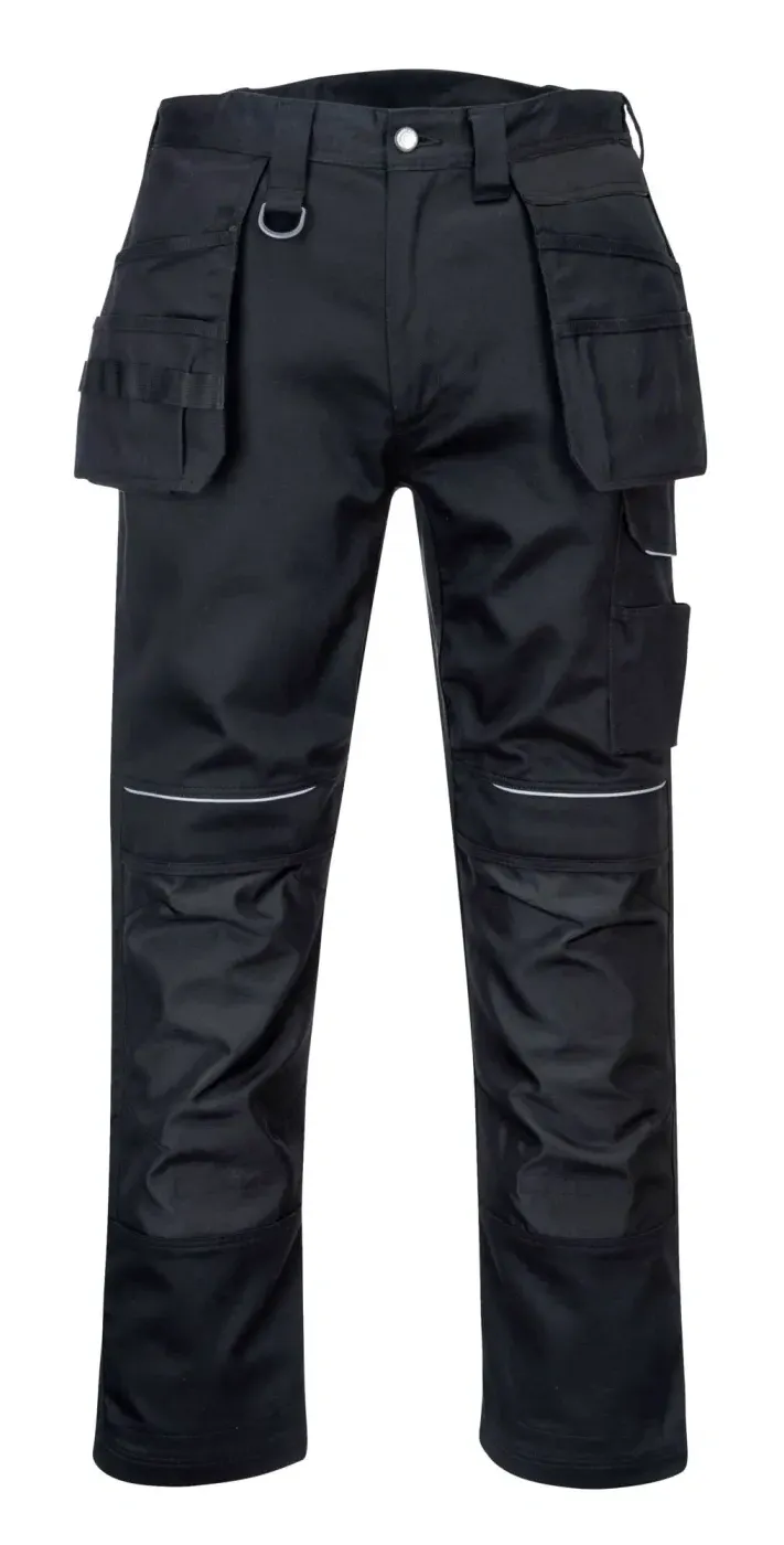 Portwest PW347 PW3 Katoenen Worker Holters broek Zwart voorkant
