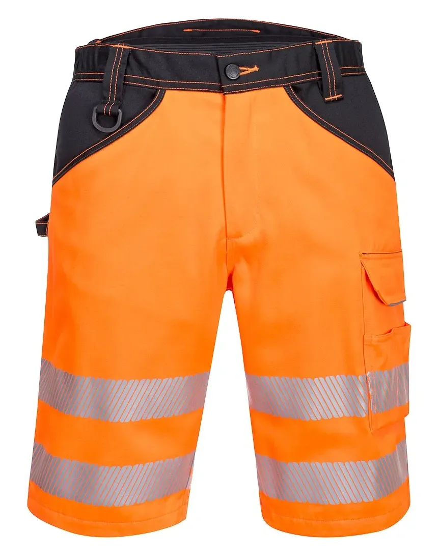 Portwest PW348 PW3 Hoge Zichtbaarheid korte broek Oranje/zwart voorkant