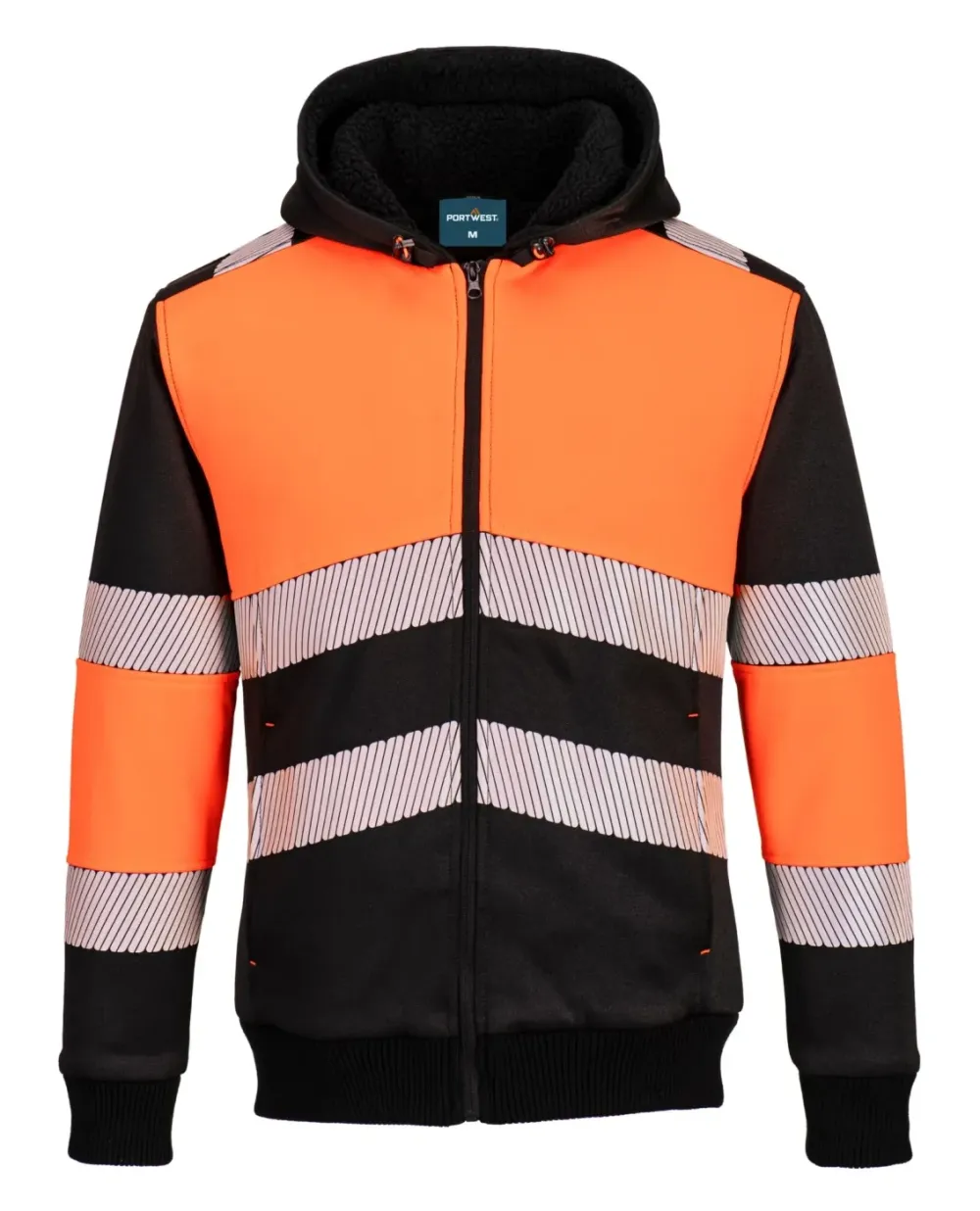 Portwest PW377 PW3 Klasse 1 Winter Hoodie met rits Oranje/zwart voorkant
