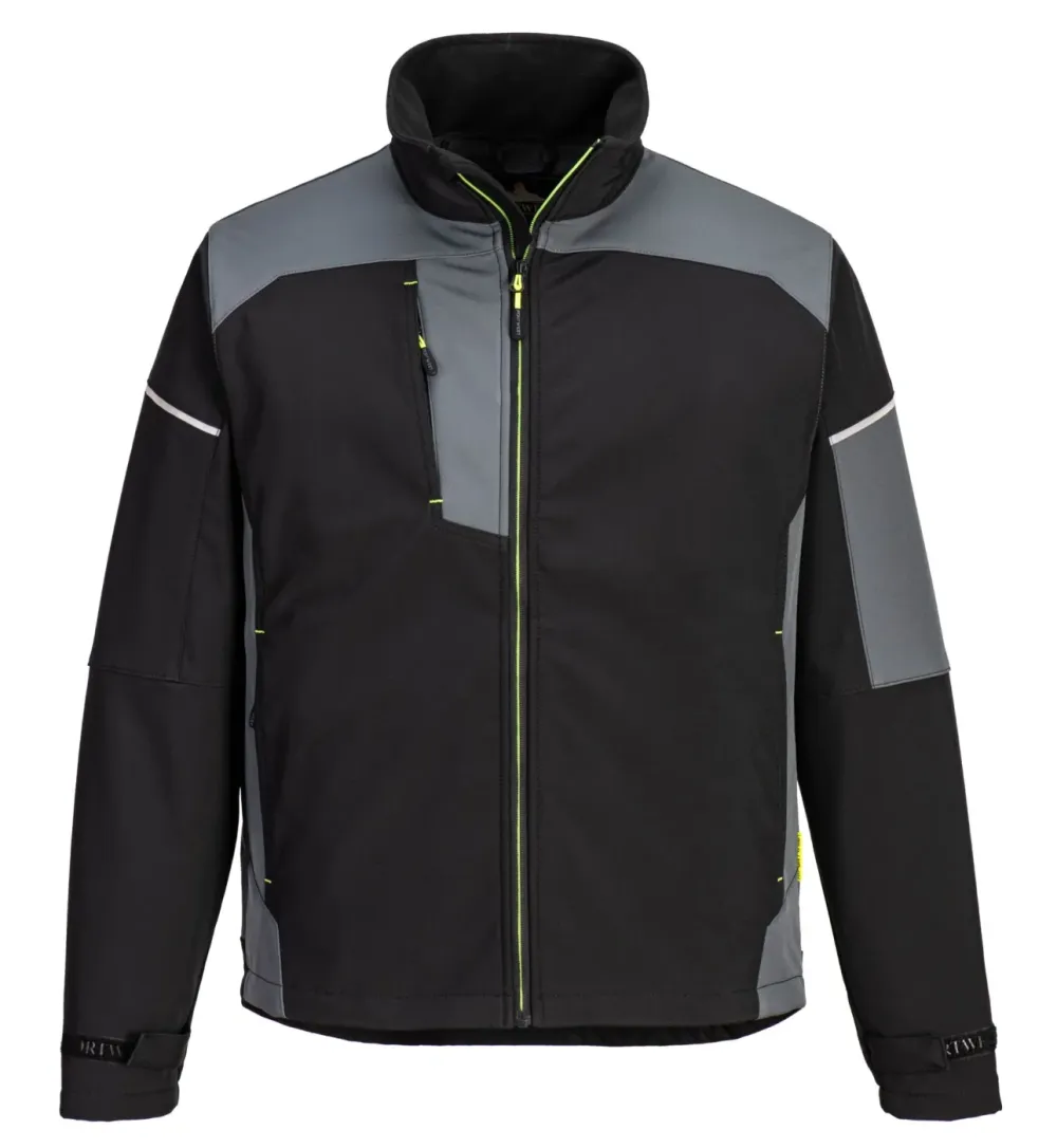 Portwest PW378 Pw3 Softshell Jack (3L) Zwart/grijs voorkant