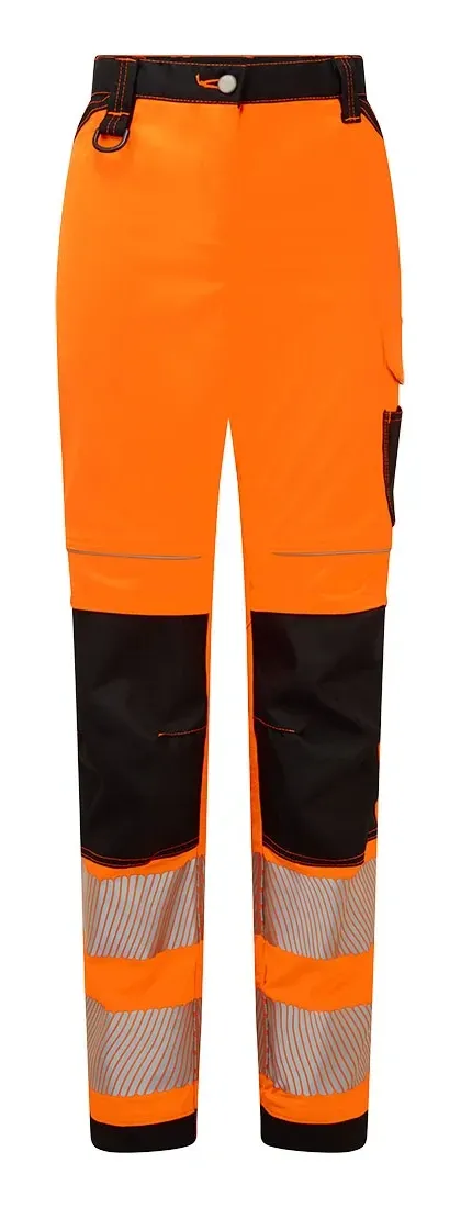 Portwest PW385 PW3 Hi-Vis Dames Stretch Werkbroek Oranje/zwart voorkant