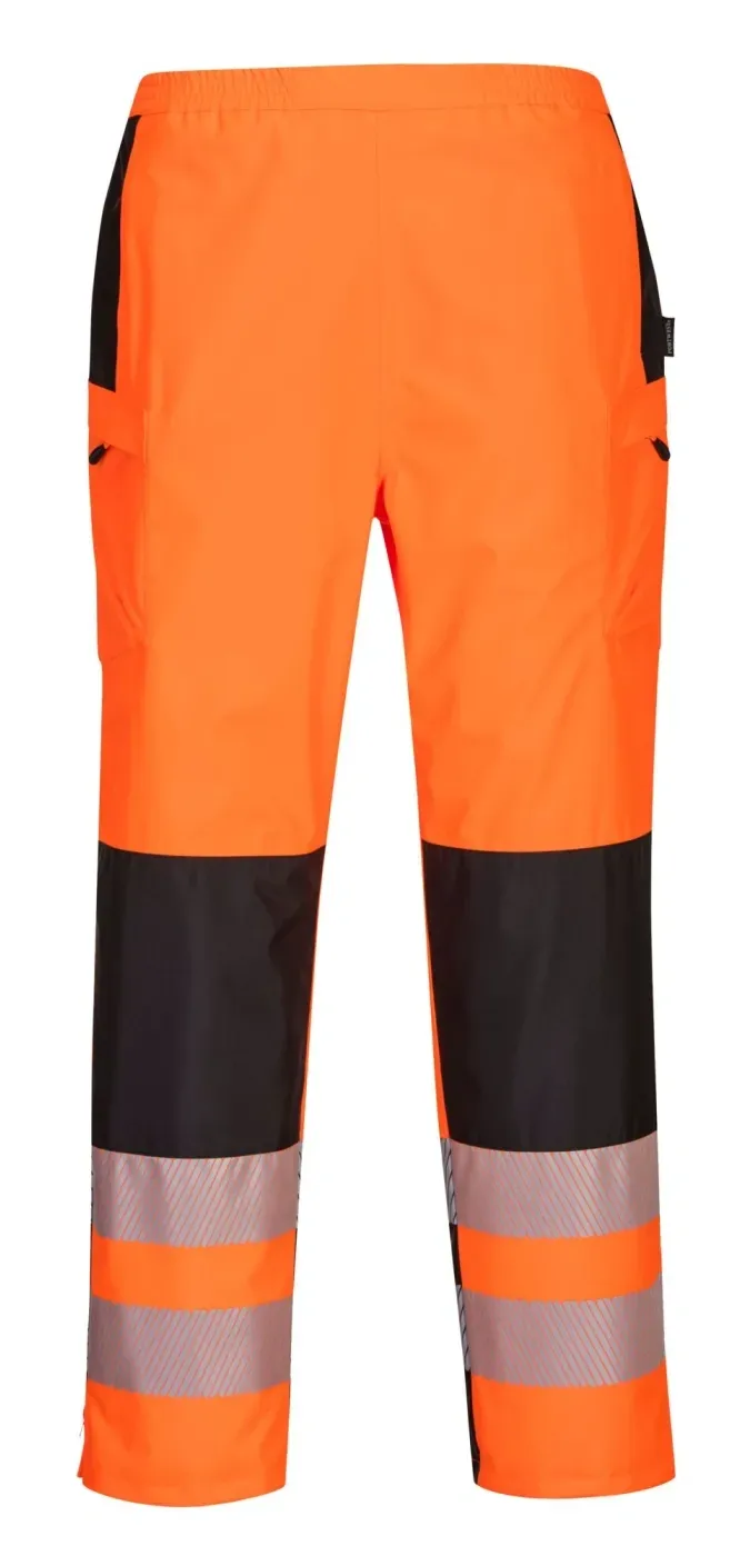 Portwest PW386 PW3 Hi-Vis Dames Regenbroek Oranje/zwart voorkant