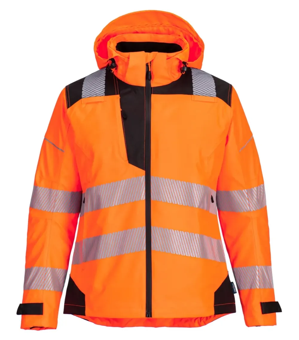 Portwest PW389 PW3 Hi-Vis Dames Regenjack Oranje/zwart voorkant