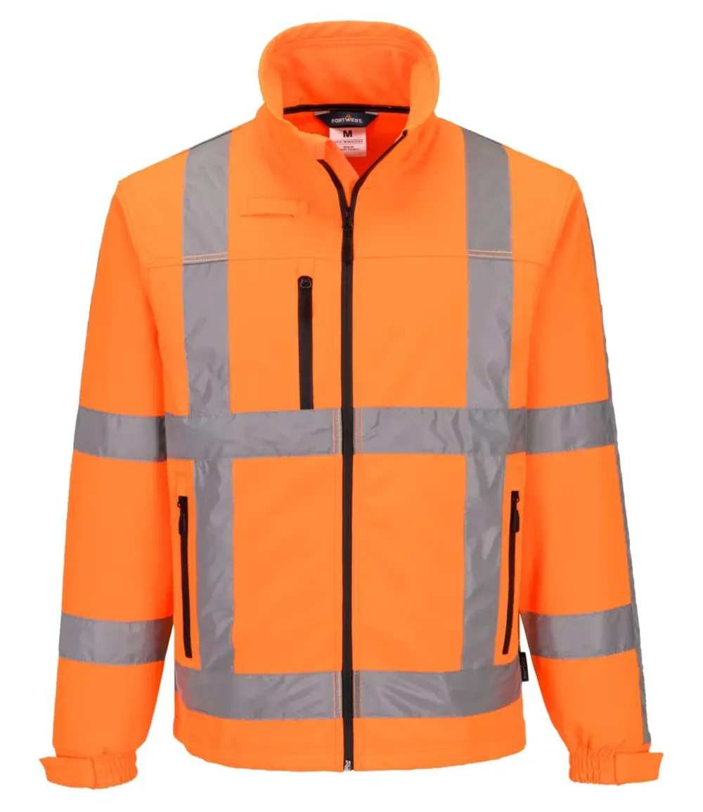 Portwest R462 RWS Hi-Vis Softshell Jack (3L) Oranje voorkant
