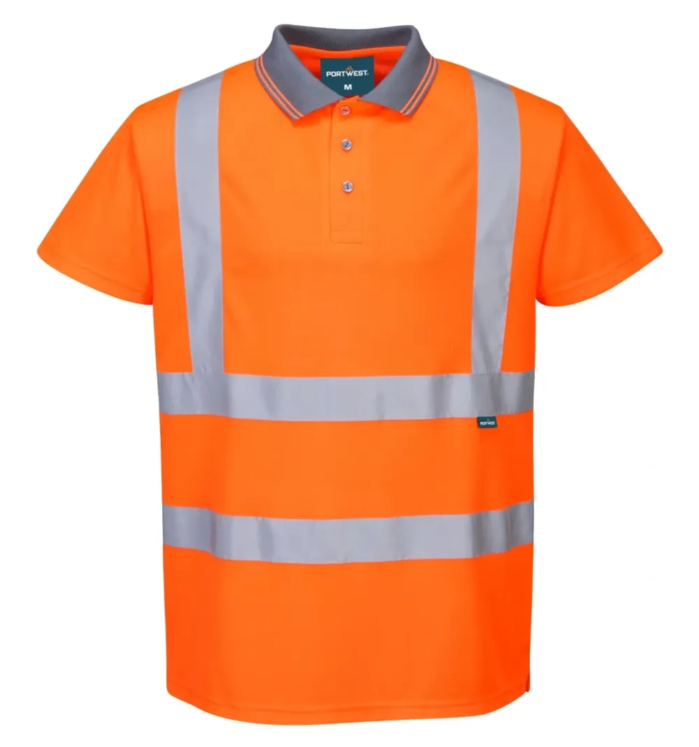 Portwest RT22 Hi-Vis Korte Mouw Polo RIS Oranje voorkant