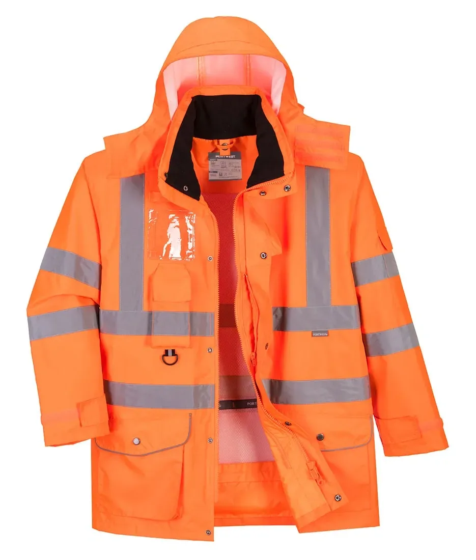 Portwest RT27 Hi-Vis Ademend 7-in-1 Verkeersjack Oranje voorkant