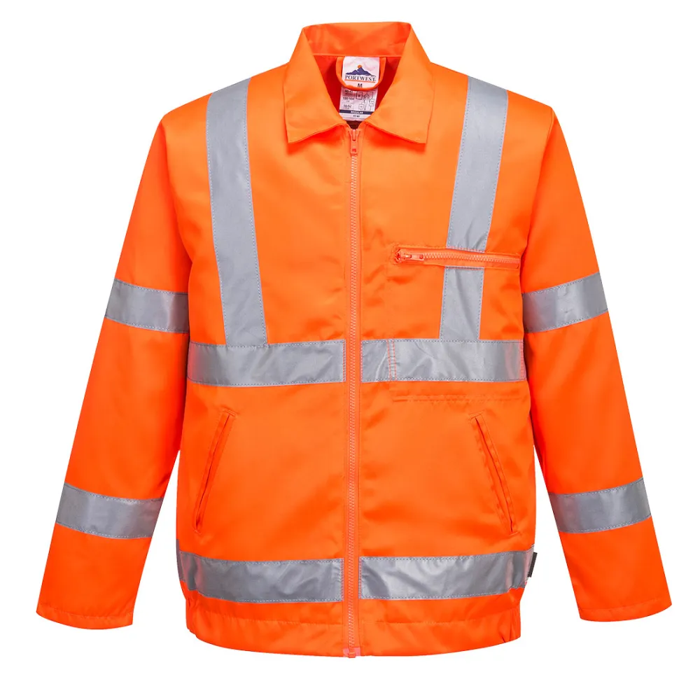 Portwest RT40 Hi-Vis Polyester Katoenen Bomberjack Oranje voorkant