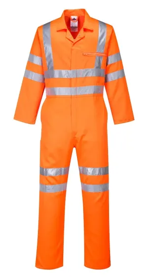 Portwest RT42 Hi-Vis Poly Katoenen Service Overall Oranje voorkant