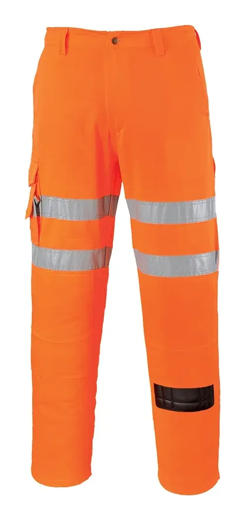 Portwest RT46 Spoorweg Combat Broek Oranje voorkant