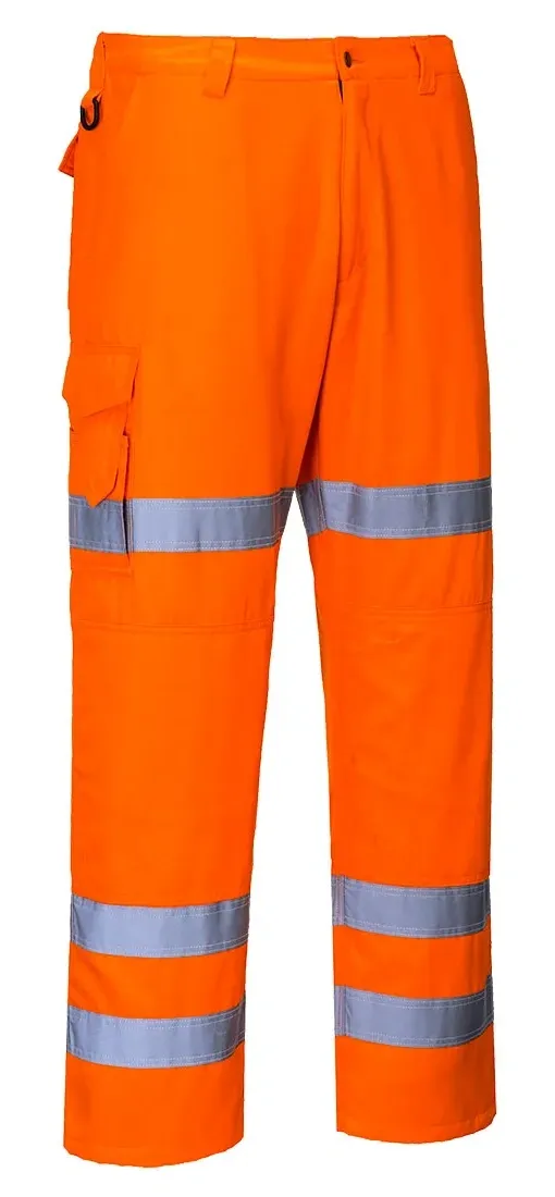 Portwest RT49 Hi-Vis Driebanden Combat Broek Oranje voorkant