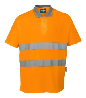 Portwest S171 Hi-Vis Katoen Comfort Poloshirt K/M Oranje voorkant