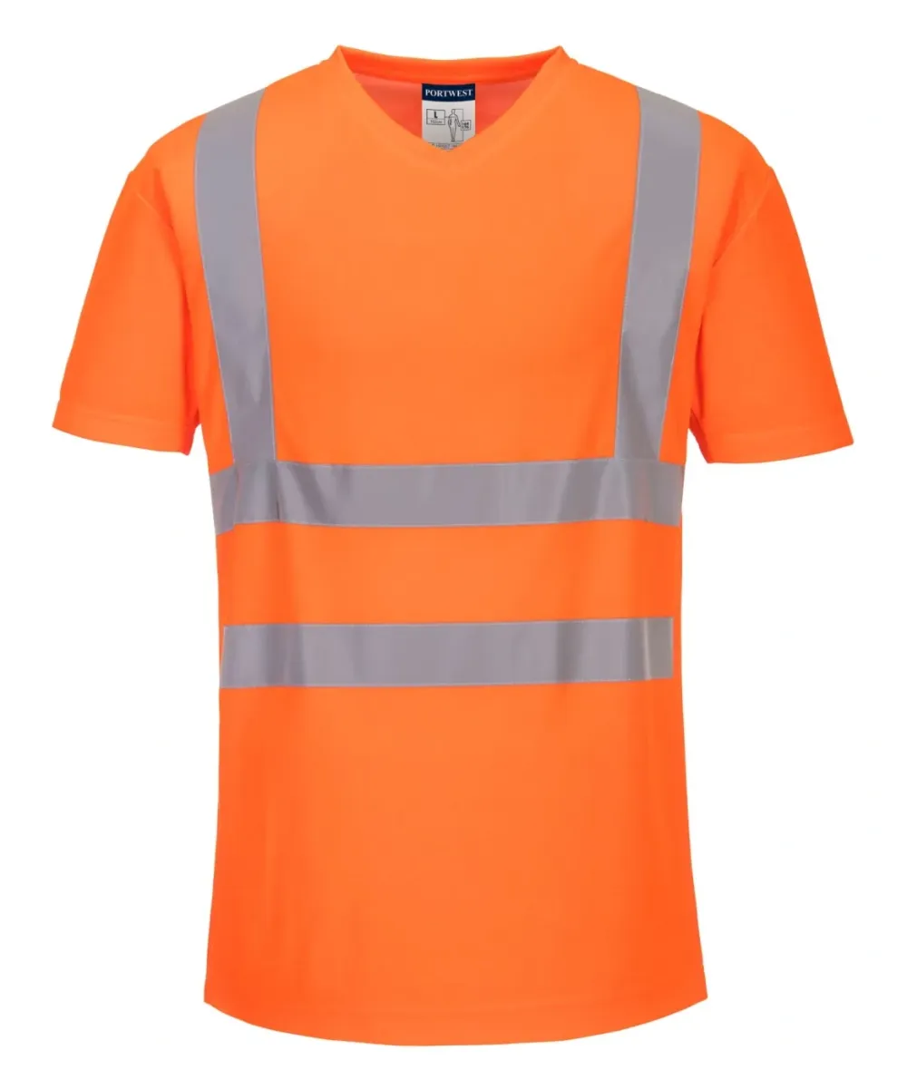 Portwest S179 T-shirt met mesh en V-hals Oranje voorkant