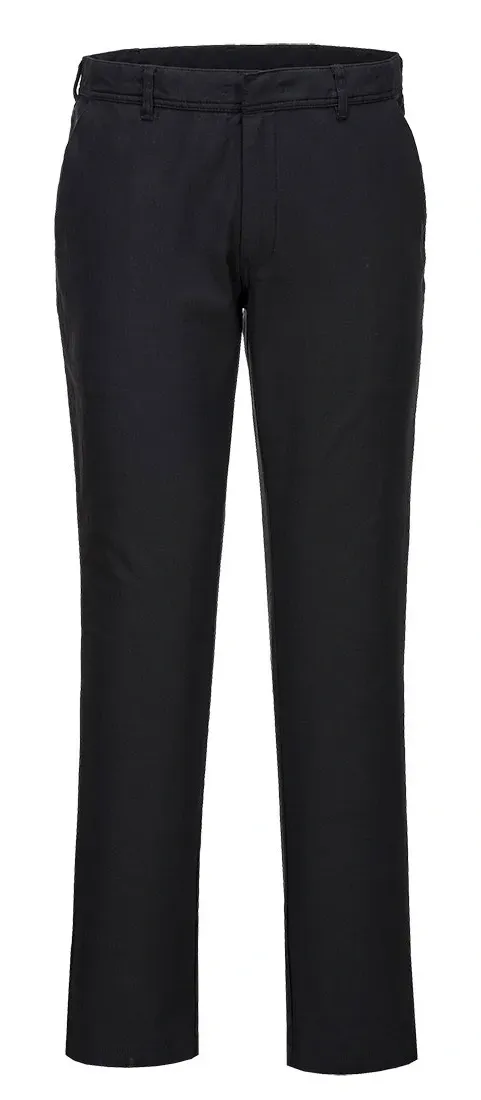 Portwest S232 Stretch Slim Chino Broek Zwart voorkant