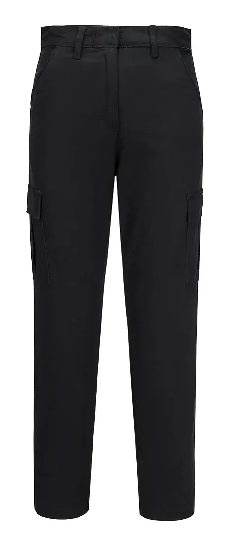 Portwest S233 Dames Stretch Cargo Broek Zwart voorkant