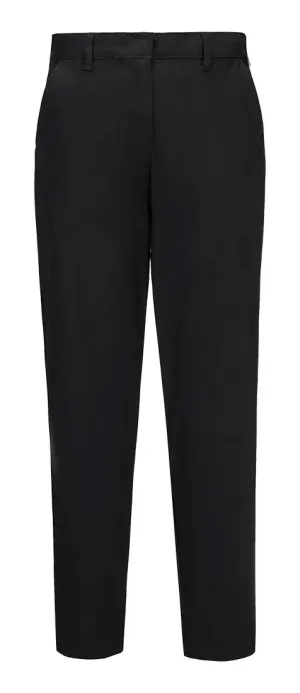 Portwest S235 Dames Stretch Slim Chino Broek Zwart voorkant