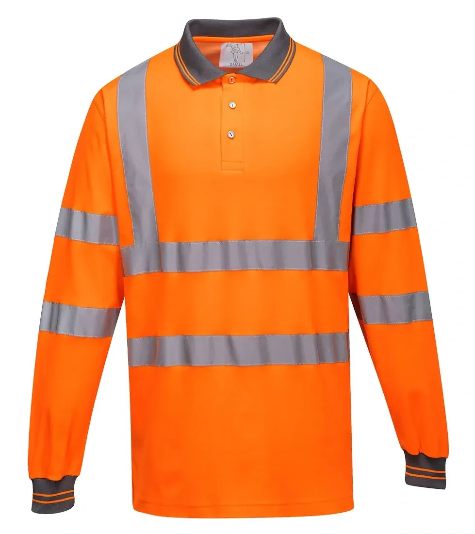 Portwest S271 Comfort Polo lange mouw Oranje voorkant