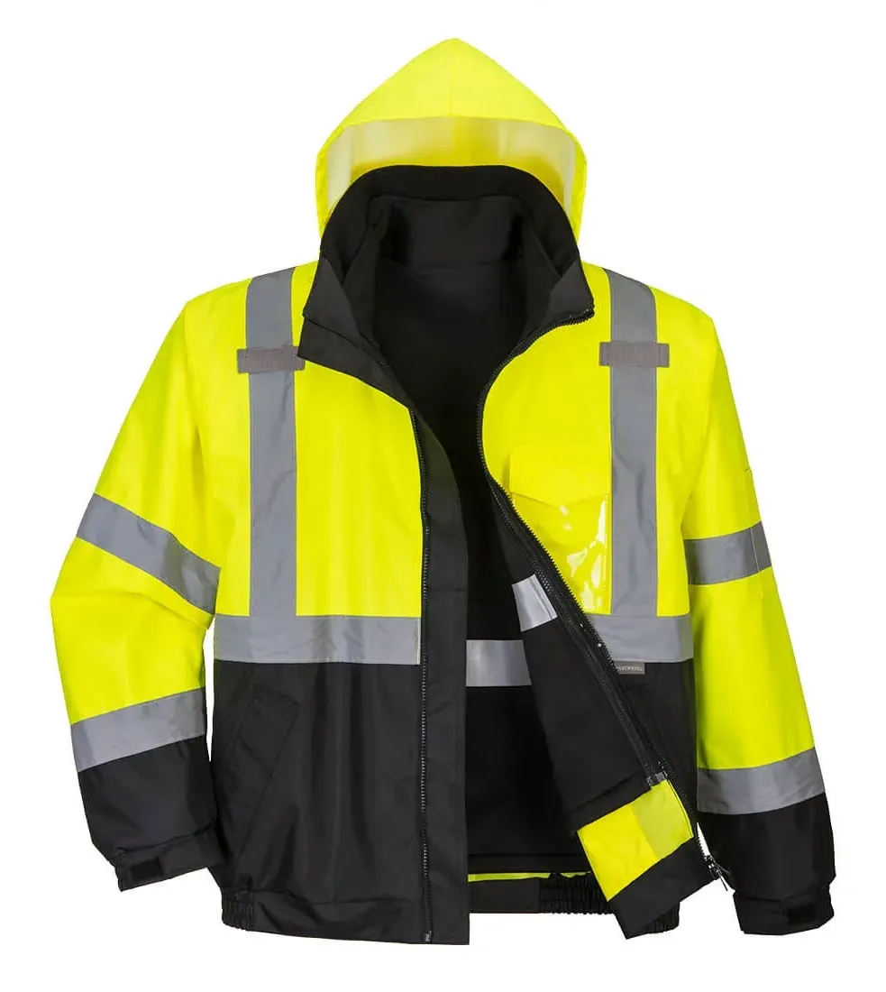 Portwest S365 Hi-Vis Premium 3-in-1 Premium Contrast Bomberjack Geel/zwart voorkant