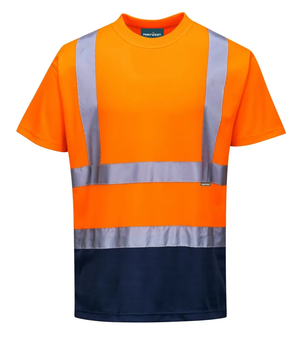 Portwest S378 Tweekleuren T-shirt Oranje/marine voorkant
