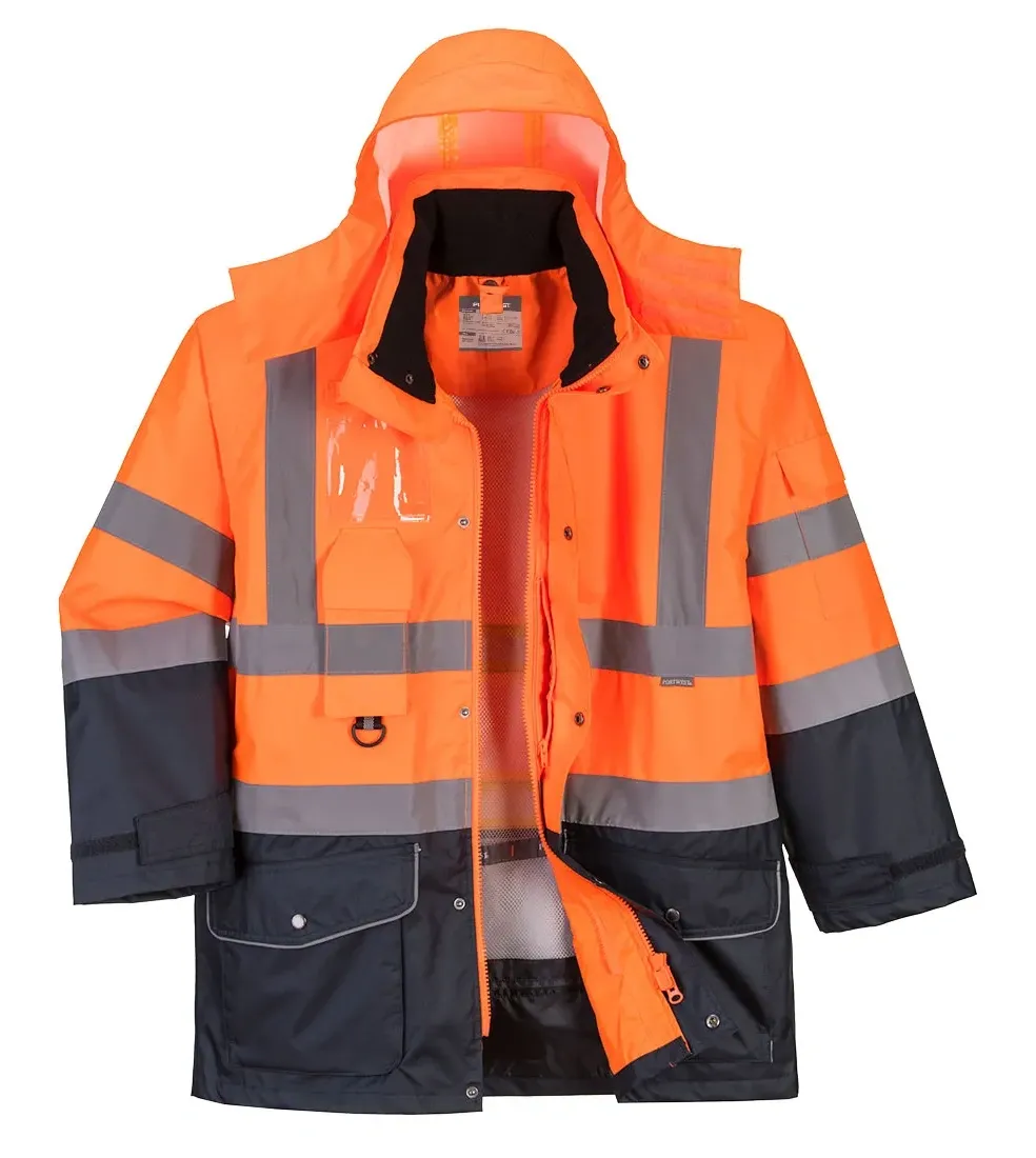 Portwest S426 Hi-Vis 7-in-1 Contrast Traffic Jack Oranje/marine voorkant