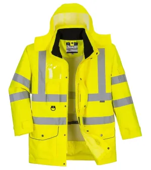Portwest S427 Ademend Hi-Vis 7-in-1 Verkeersjack Geel voorkant