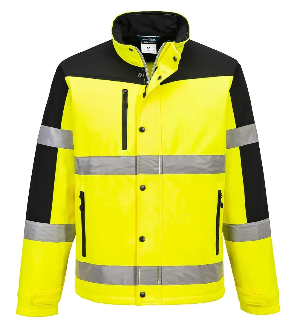 Portwest S429 Twee Kleuren Softshell Jack (3L) Geel voorkant