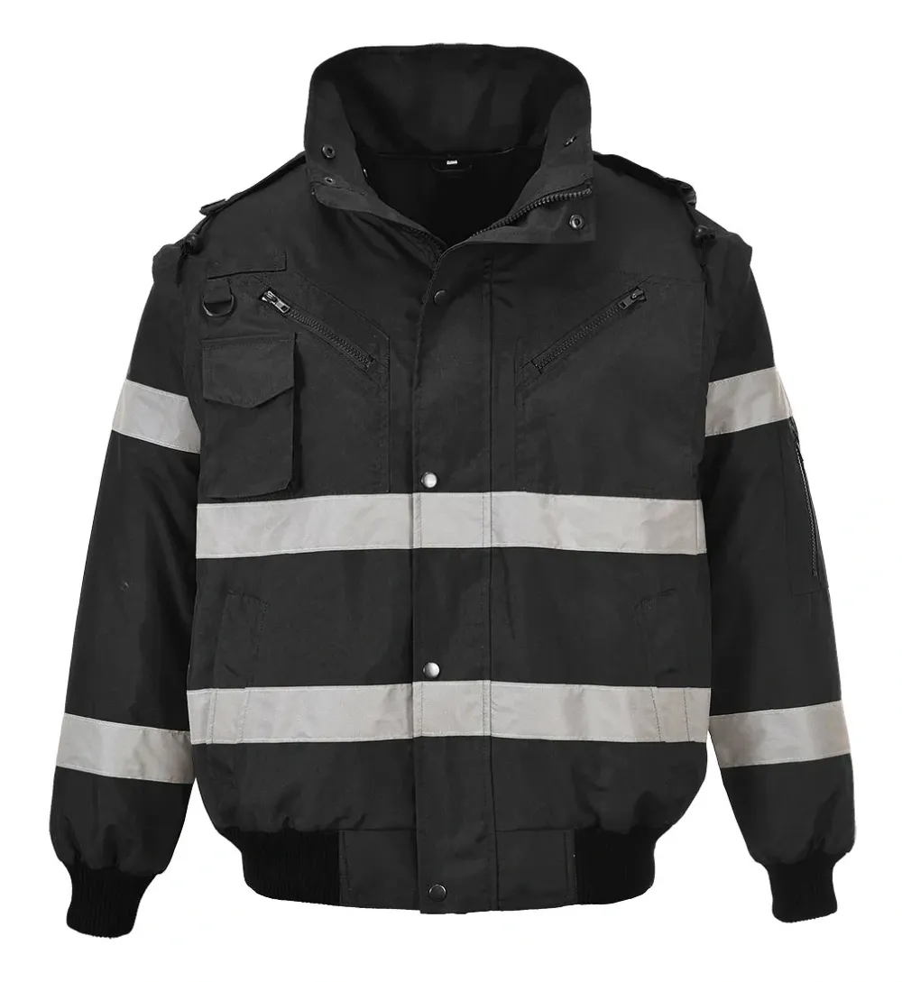 Portwest S435 Iona 4-in-1 Bomberjack Zwart voorkant