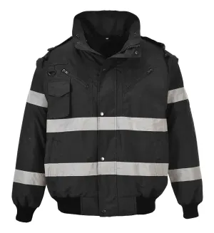 Portwest S435 Iona 4-in-1 Bomberjack Zwart voorkant