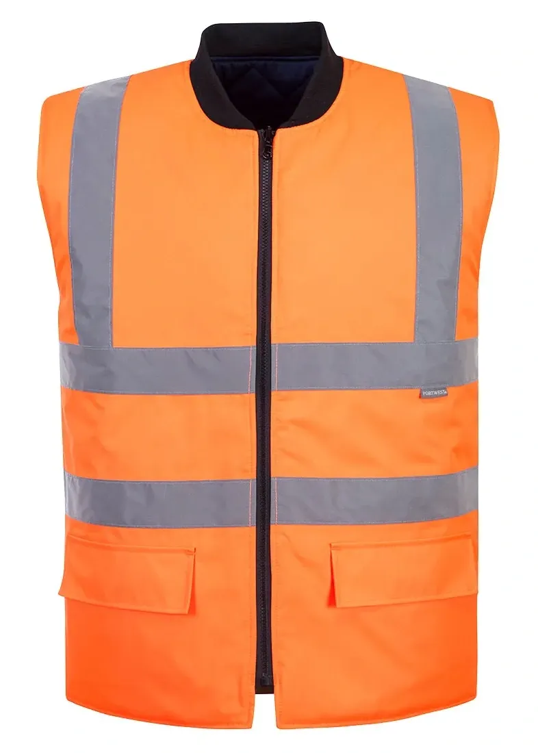 Portwest S469 Hi-Vis Omkeerbare Bodywarmer Oranje voorkant