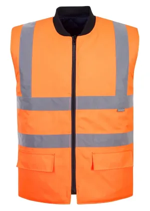 Portwest S469 Hi-Vis Omkeerbare Bodywarmer Oranje voorkant