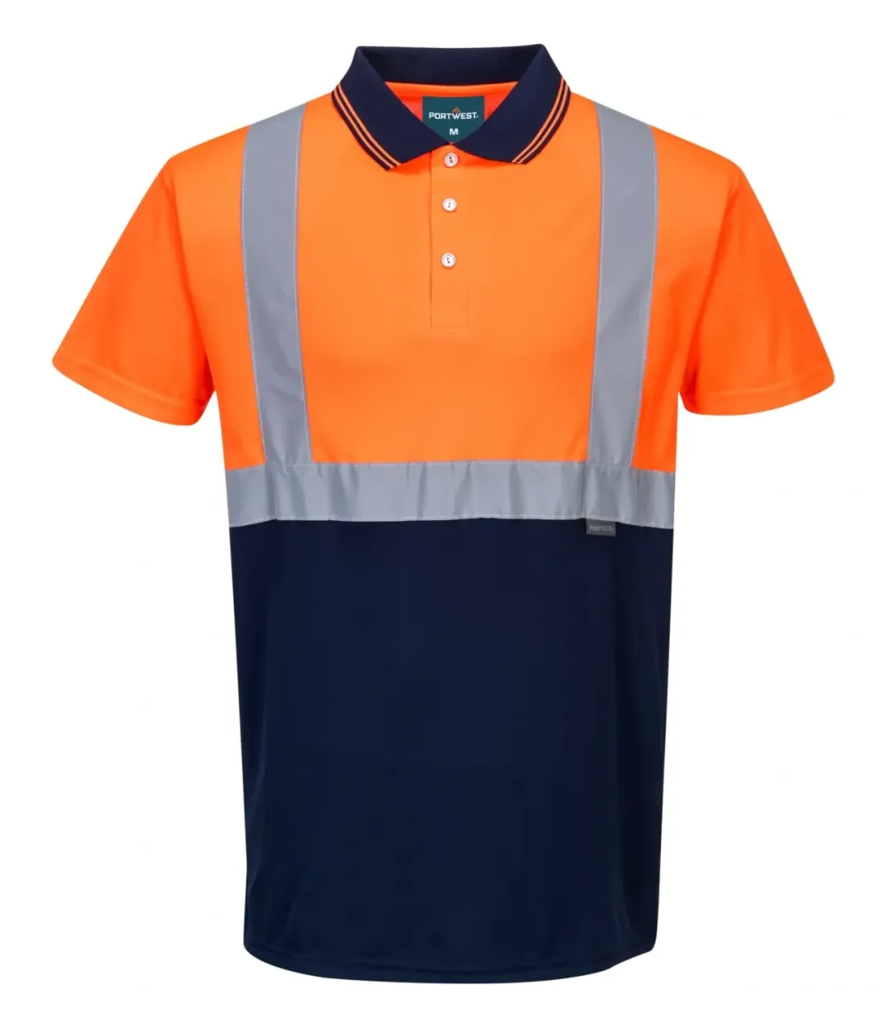 Portwest S479 Tweekleuren Polo Oranje/marine voorkant