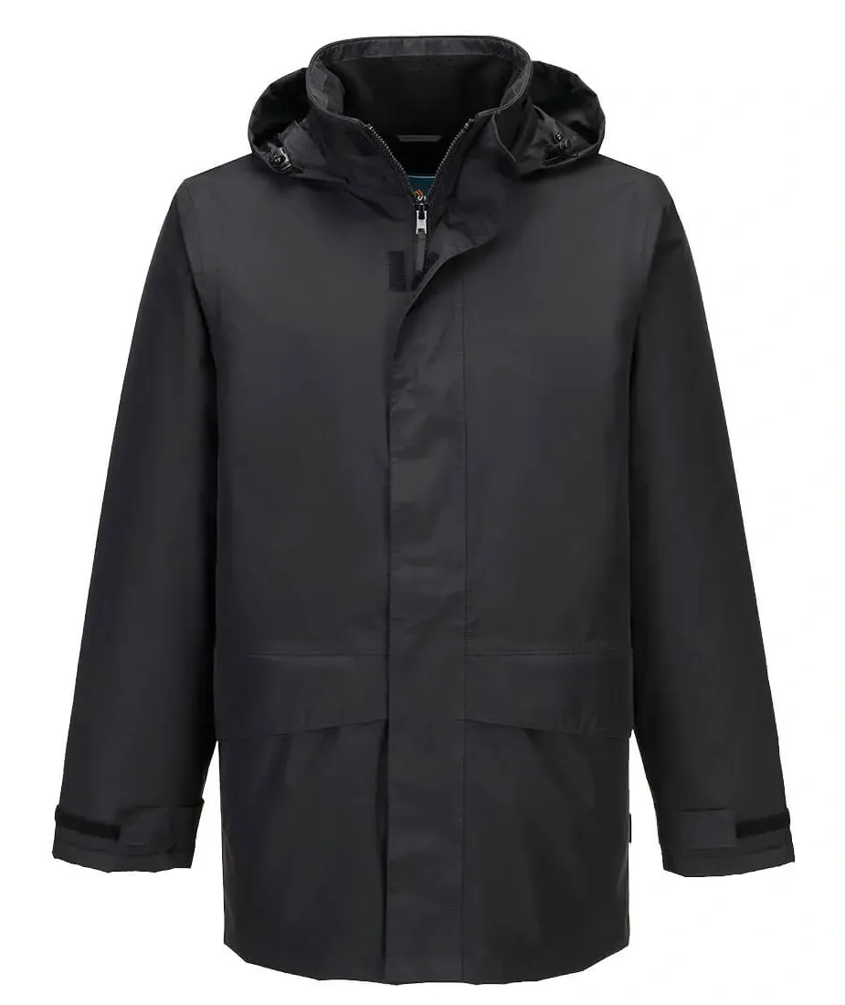 Portwest S523 Oban Fleece Gevoerd Jack Zwart voorkant